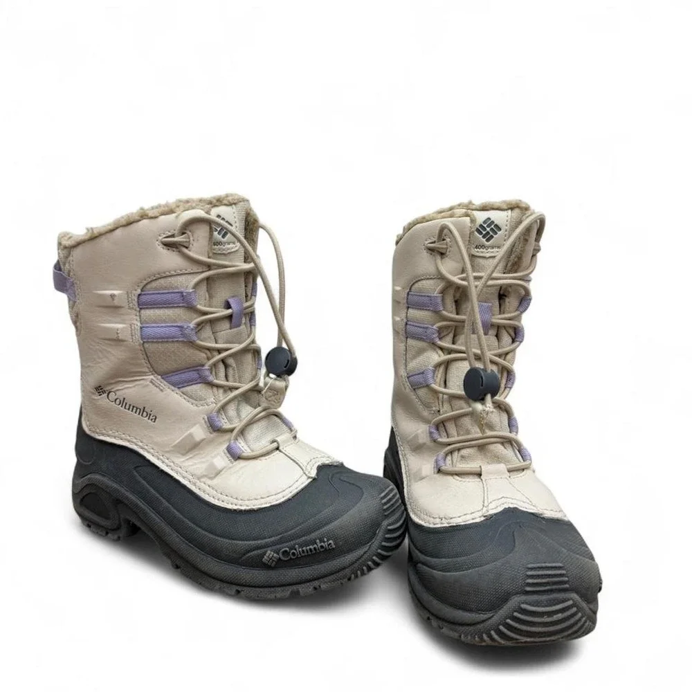 Columbia Kids Bugaboot Celsius Waterproof Omni-Heat Winter Boots Cream Purple